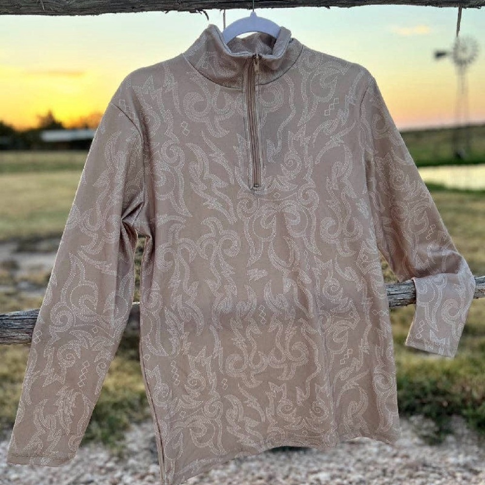 Dusty Roads Beige Quarter-Zip Pullover